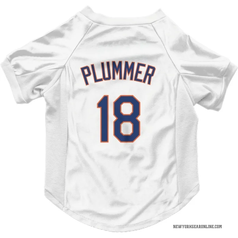 Nick Plummer  White New York Mets  Cat & Dog Pet Jersey
