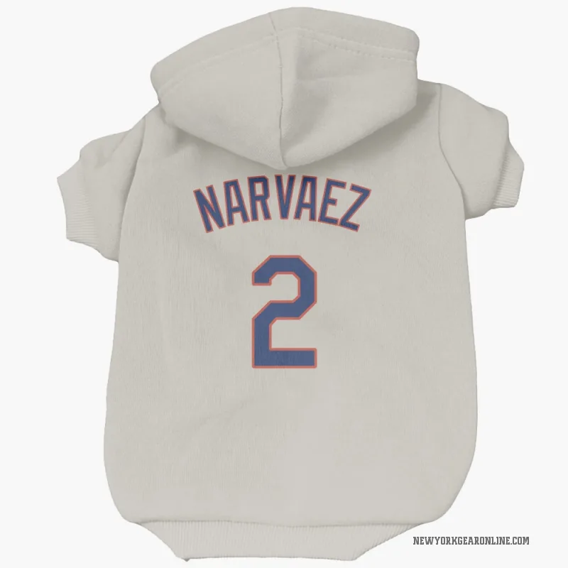 Omar Narvaez  Cream New York Mets  Cat & Dog Pet Hoodie