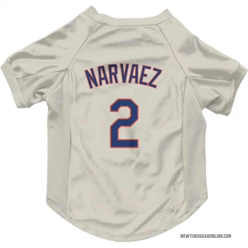 Omar Narvaez  Cream New York Mets  Cat & Dog Pet Jersey