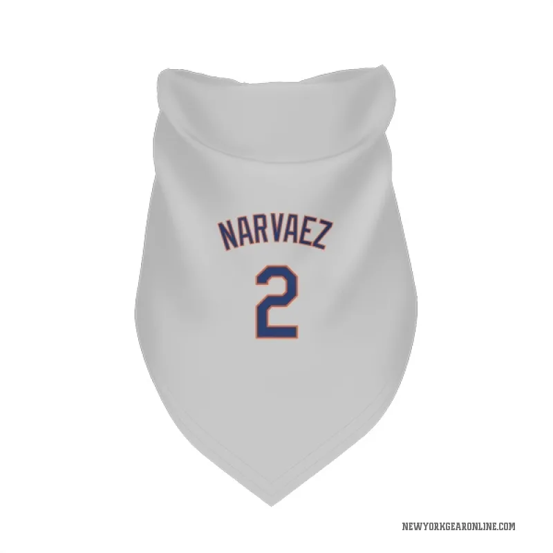 Omar Narvaez  Gray New York Mets  Cat & Dog Pet Bandana