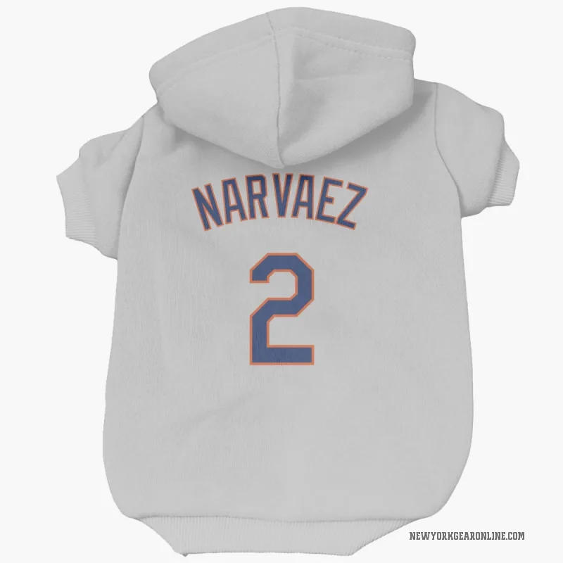 Omar Narvaez  Gray New York Mets  Cat & Dog Pet Hoodie