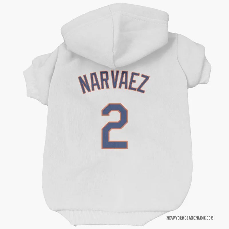 Omar Narvaez  White New York Mets  Cat & Dog Pet Hoodie