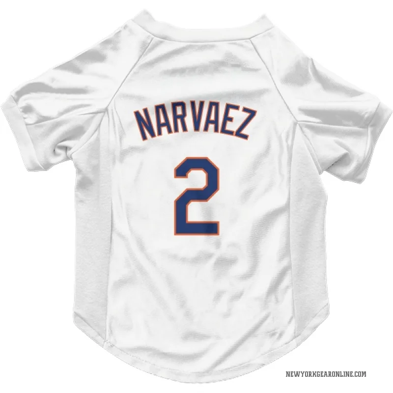 Omar Narvaez  White New York Mets  Cat & Dog Pet Jersey