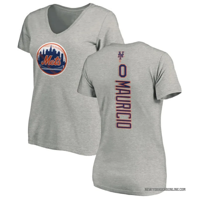 Ronny Mauricio Women's Ash New York Mets Backer Slim Fit T-Shirt -