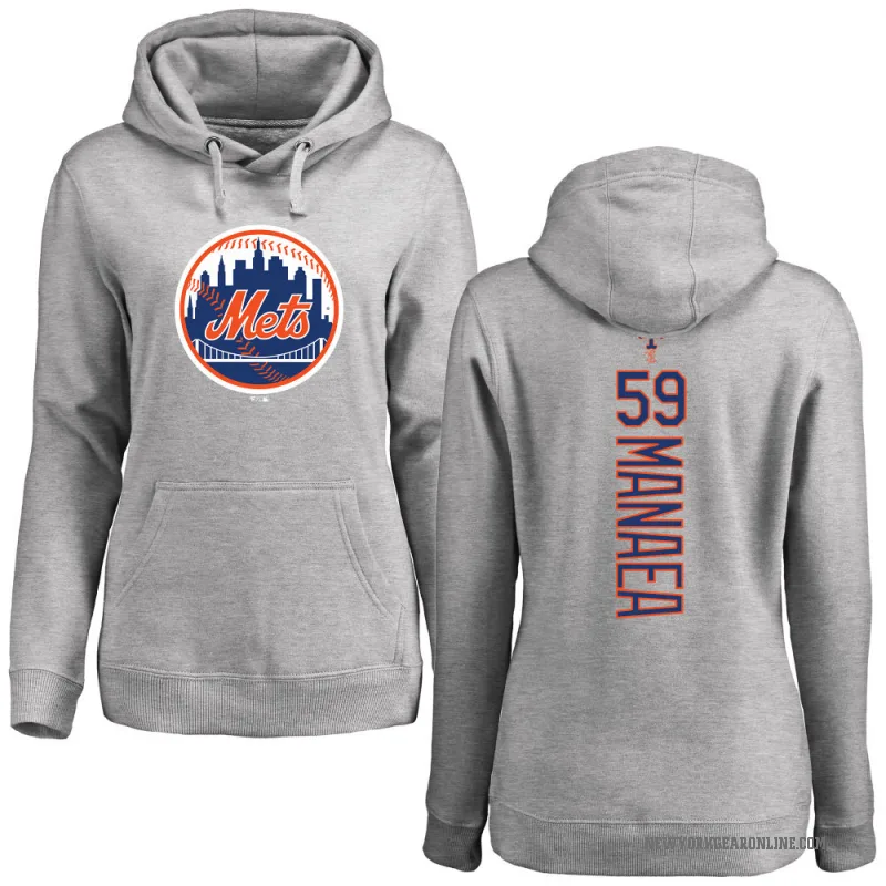 Sean Manaea Women's New York Mets Ash Backer Pullover Hoodie