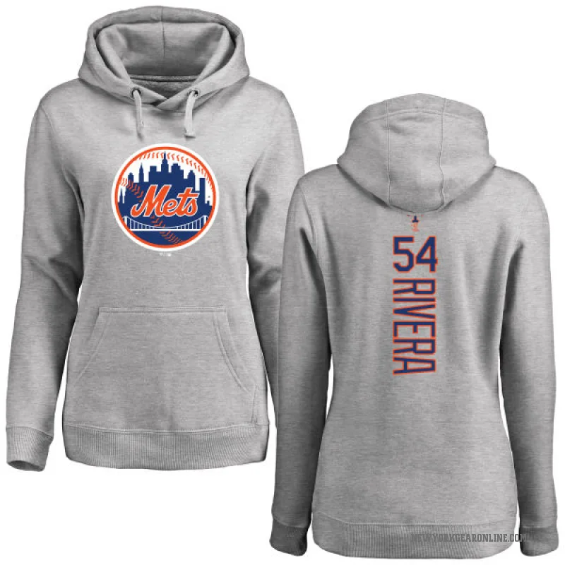 T.J. Rivera Women's New York Mets Ash Backer Pullover Hoodie