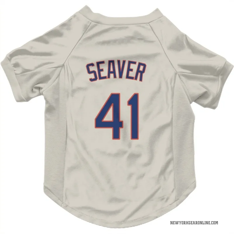 Tom Seaver  Cream New York Mets  Cat & Dog Pet Jersey