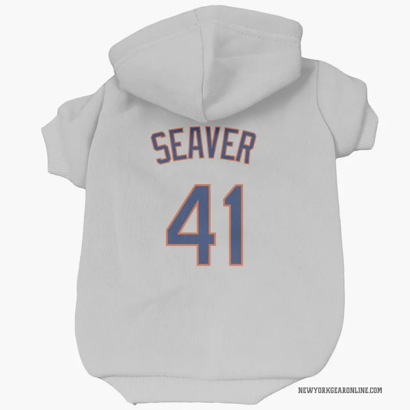 Tom Seaver  Gray New York Mets  Cat & Dog Pet Hoodie