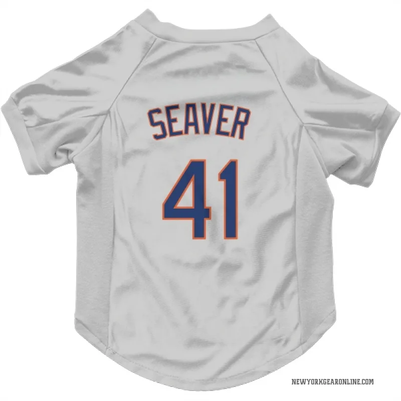 Tom Seaver  Gray New York Mets  Cat & Dog Pet Jersey