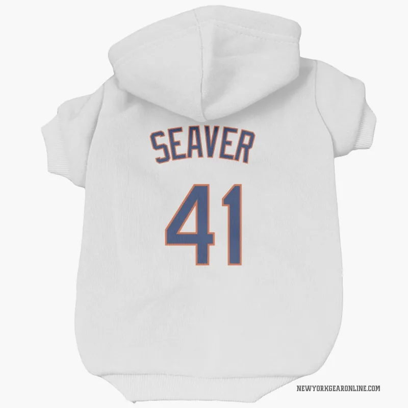 Tom Seaver  White New York Mets  Cat & Dog Pet Hoodie