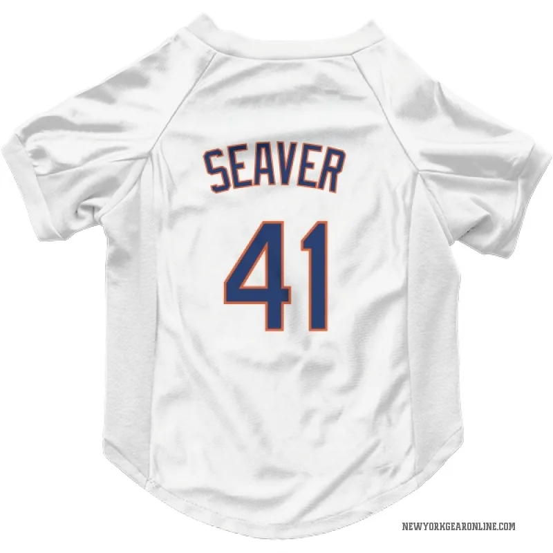 Tom Seaver  White New York Mets  Cat & Dog Pet Jersey