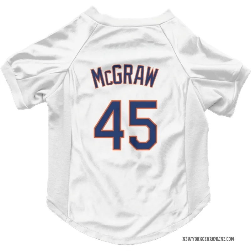 Tug McGraw  White New York Mets  Cat & Dog Pet Jersey