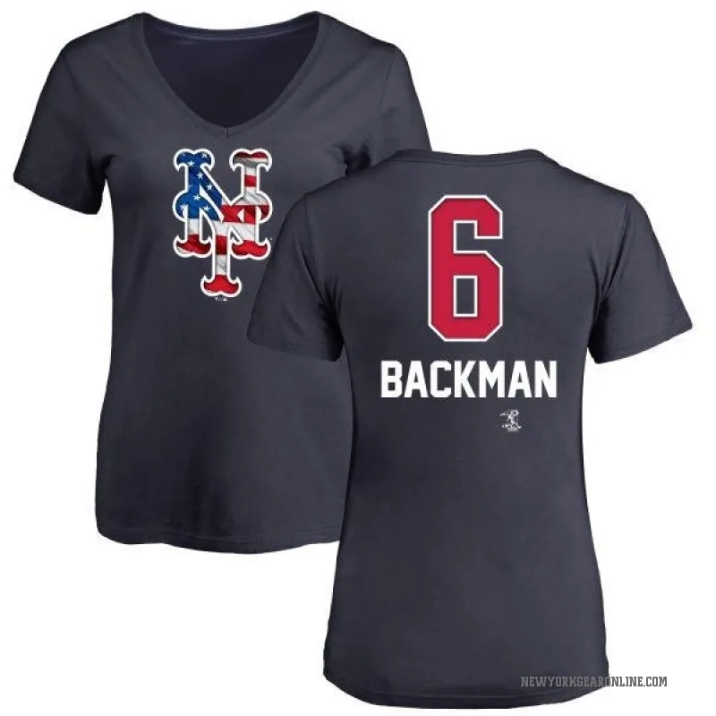 Wally Backman Women's Navy New York Mets Name and Number Banner Wave V-Neck T-Shirt -