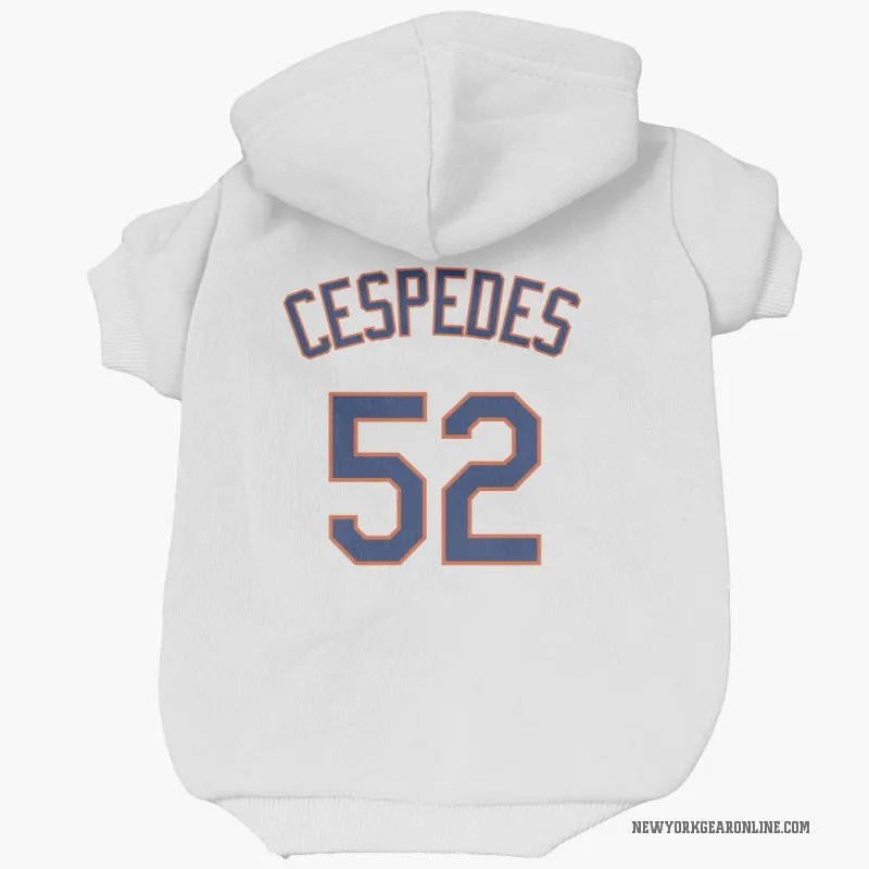 Yoenis Cespedes  White New York Mets  Cat & Dog Pet Hoodie